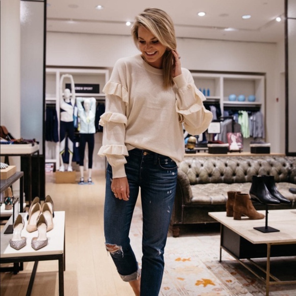 J Crew Ruffle Sleeve Sweater